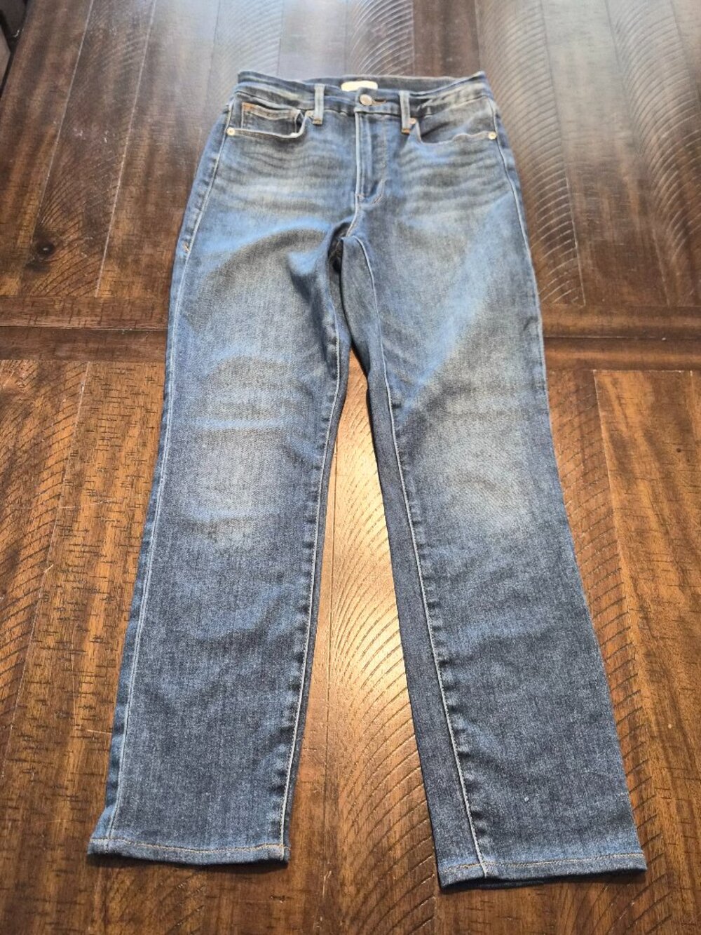Good American Good Legs Stovepipe Jeans GLC1380T Blue Size 6/28 Stretch H129